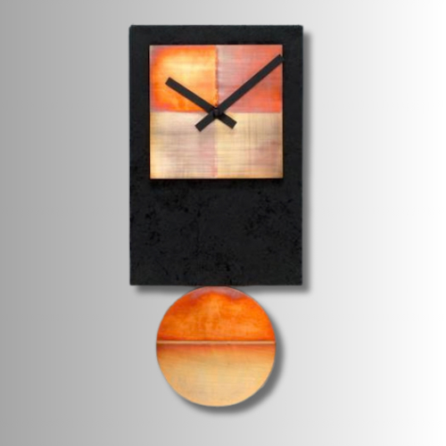 Click to view detail for LL-030 Clock, Black Tie Pendulum with Copper $196